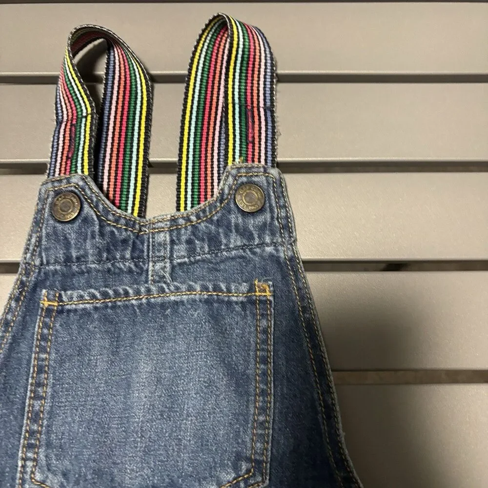Gap Denim Overall Dress Girls Size XS Blue Rainbow Straps Pockets